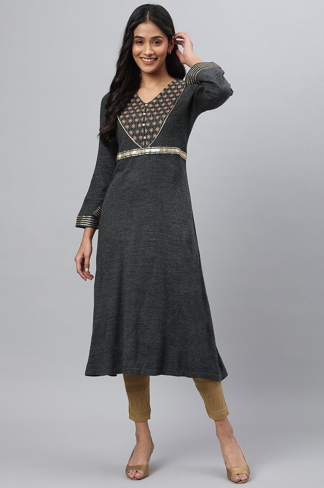 Buy Grey Embroidered A-line Winter Dress Online for Woman | Shop for Aurelia Buy Grey Embroidered A-line Winter Dress Online for Woman | Shop for Aurelia