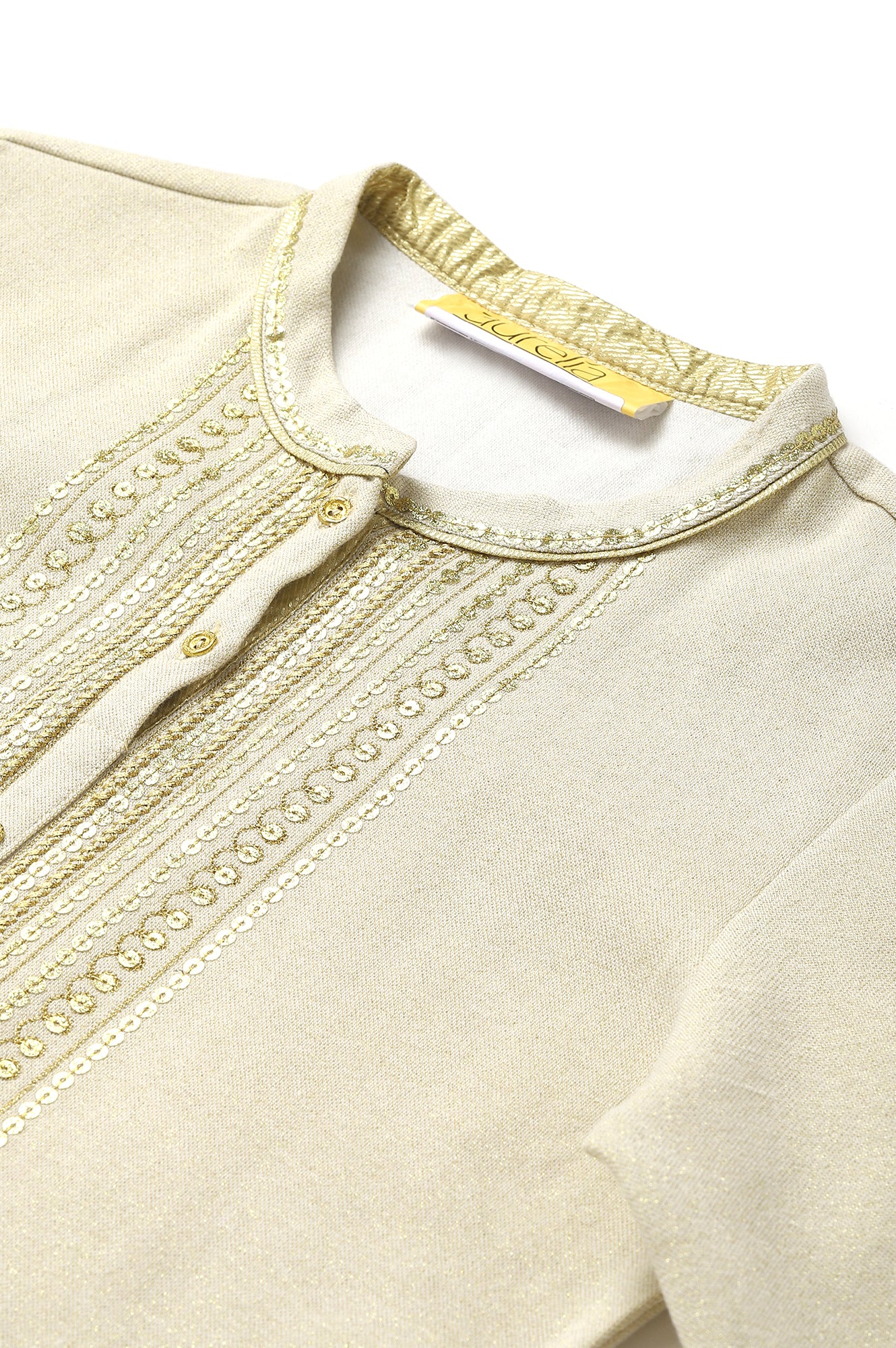 White Zari Embroidered Winter kurta