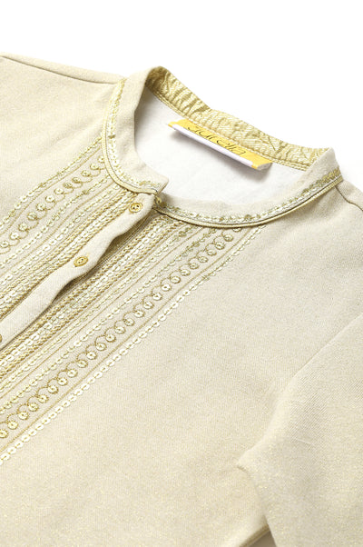 White Zari Embroidered Winter kurta