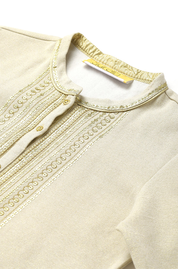 White Zari Embroidered Winter kurta