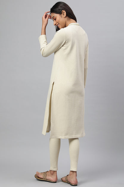 White Zari Embroidered Winter kurta