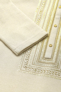 White Zari Embroidered Winter kurta