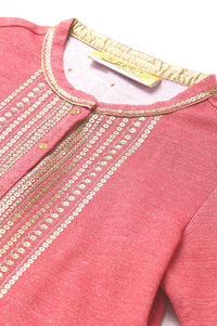 Pink Zari Embroidered Winter kurta