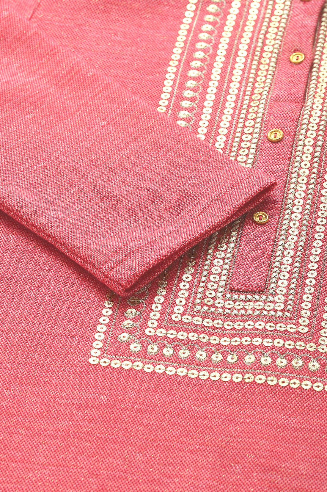 Pink Zari Embroidered Winter kurta