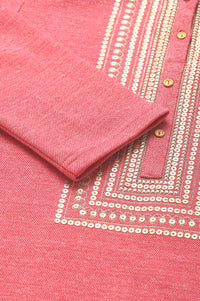 Pink Zari Embroidered Winter kurta