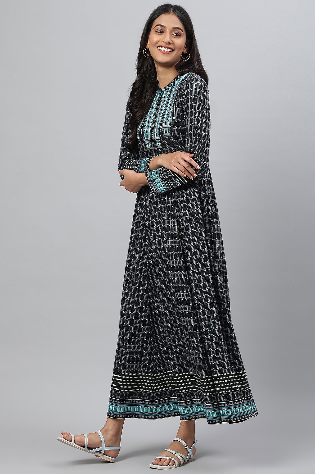 Ecru Printed kurta with Sequin