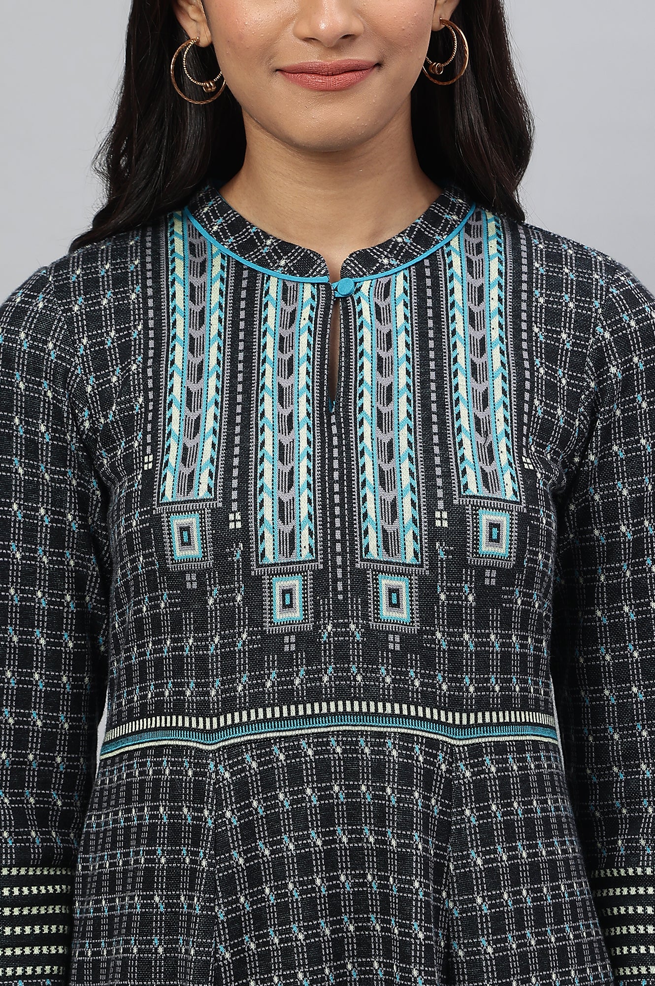 Ecru Printed kurta with Sequin