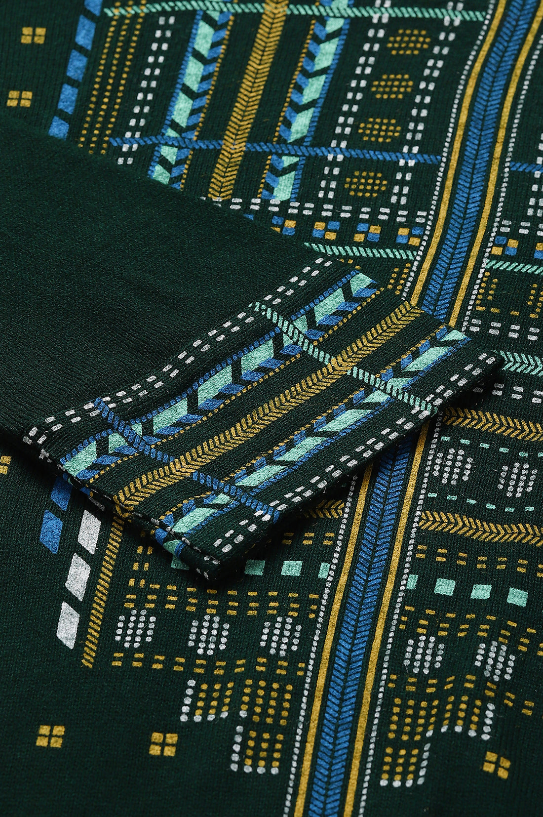 Green Printed Winter kurta