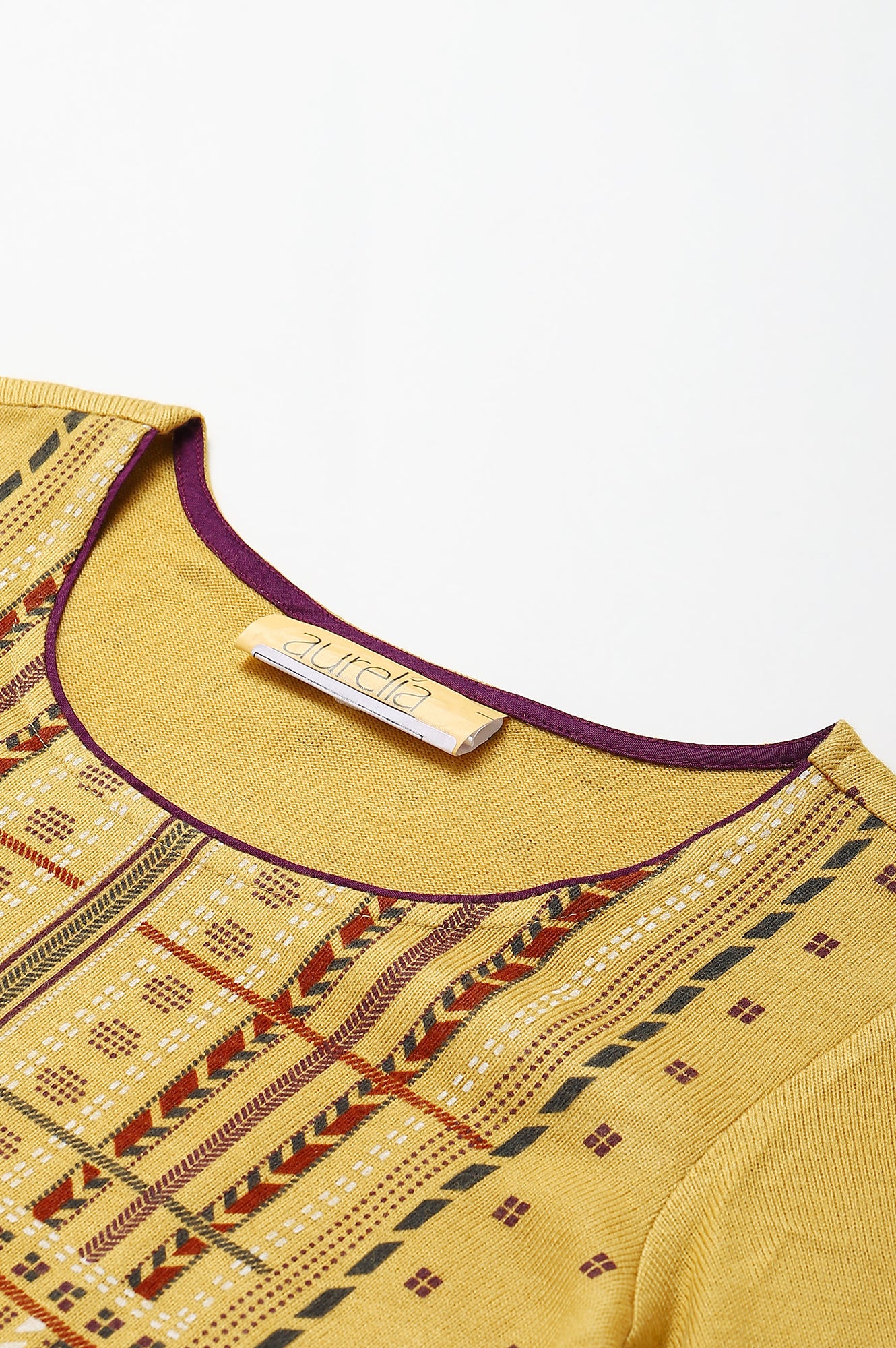 Yellow Printed Winter kurta