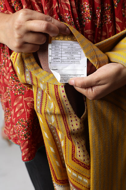 Yellow Yarn-dyed Ethnic Winter kurta