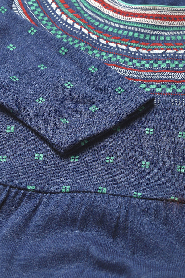 Blue Tiered Acrylic Charm Winter Dress