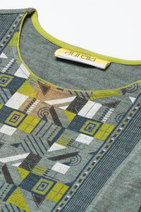 Green Placement Print Ethnic Plus Size Winter kurta