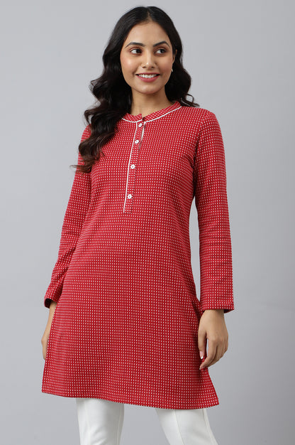 Red Yarn-dyed Winter kurta