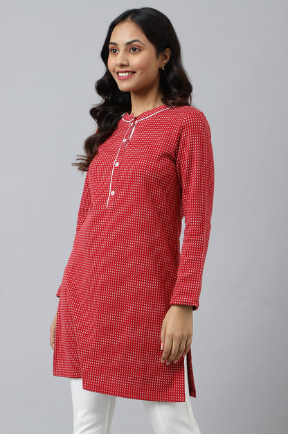 Red Yarn-dyed Winter kurta