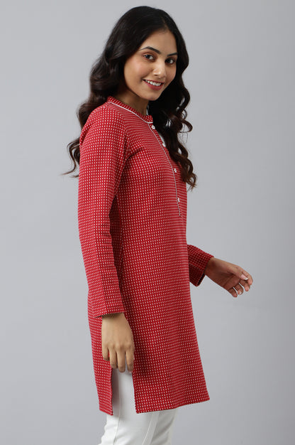 Red Yarn-dyed Winter kurta