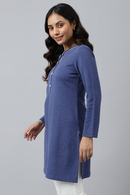 Blue Yarn-dyed Winter kurta