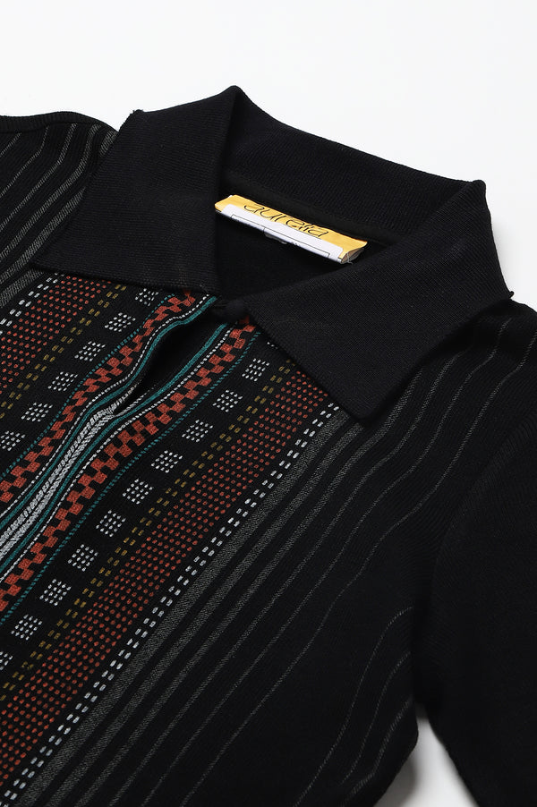 Black Printed Acrylic Winter kurta