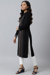 Black Printed Acrylic Winter kurta
