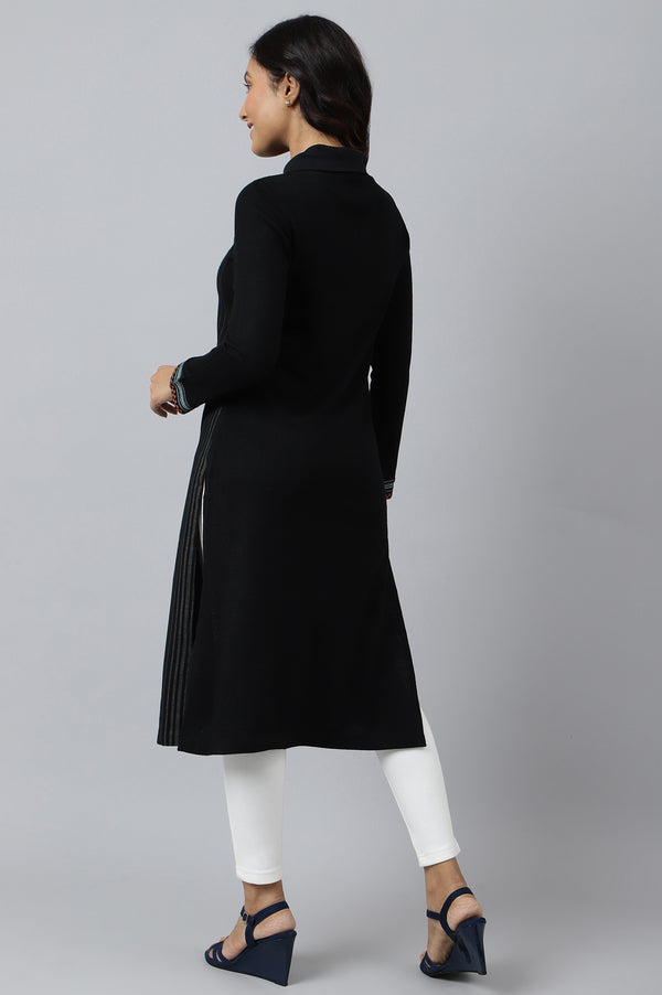 Black Printed Acrylic Winter kurta