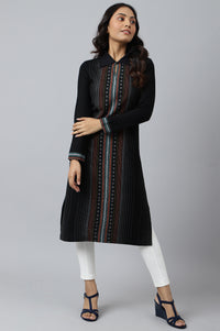 Black Printed Acrylic Winter kurta