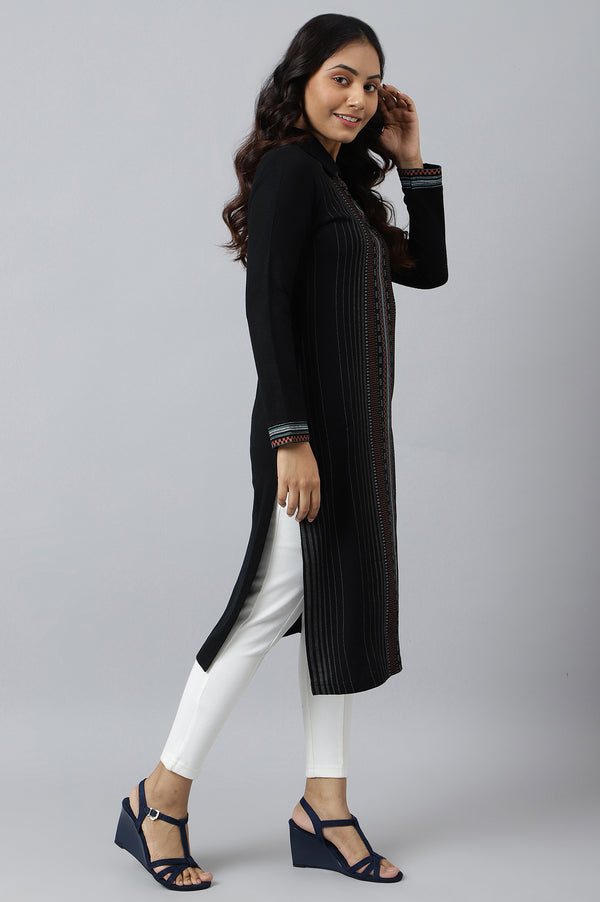 Black Printed Acrylic Winter kurta