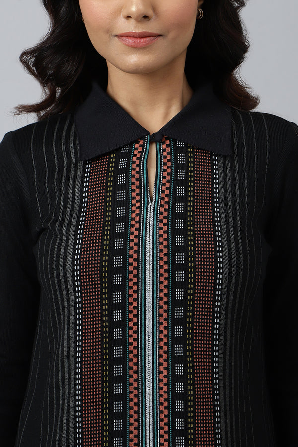 Black Printed Acrylic Winter kurta