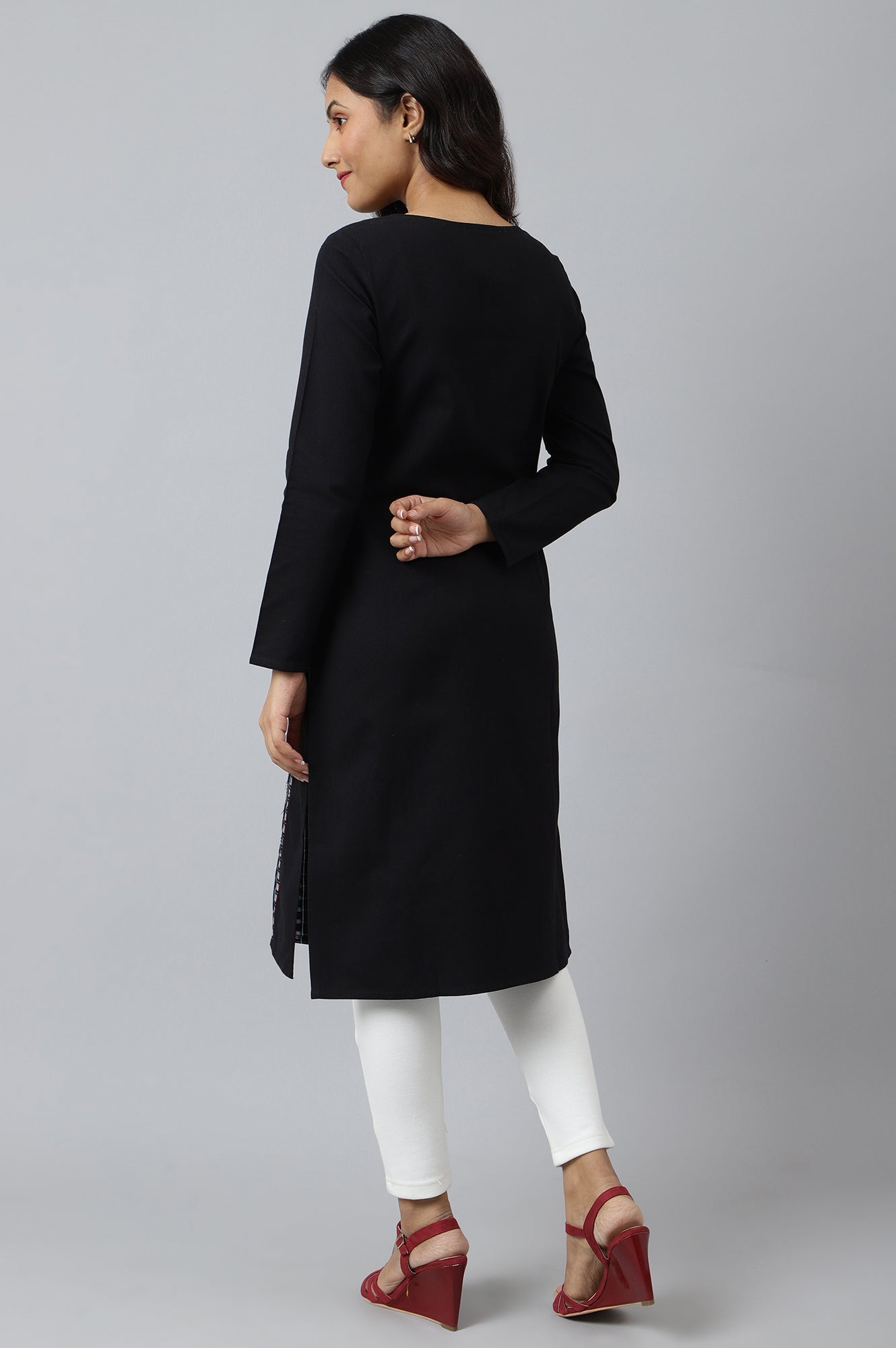 Black Dobby Winter kurta