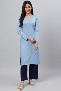 Blue Acrylic Winter kurta