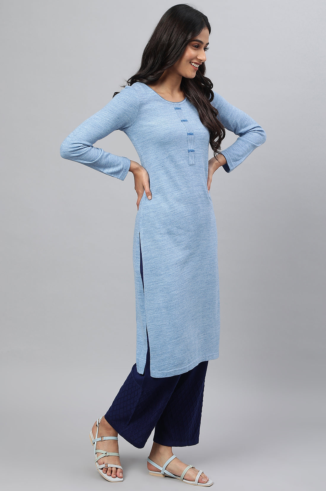 Blue Acrylic Winter kurta