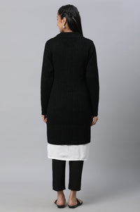 Black Shirt Collar Long Coat