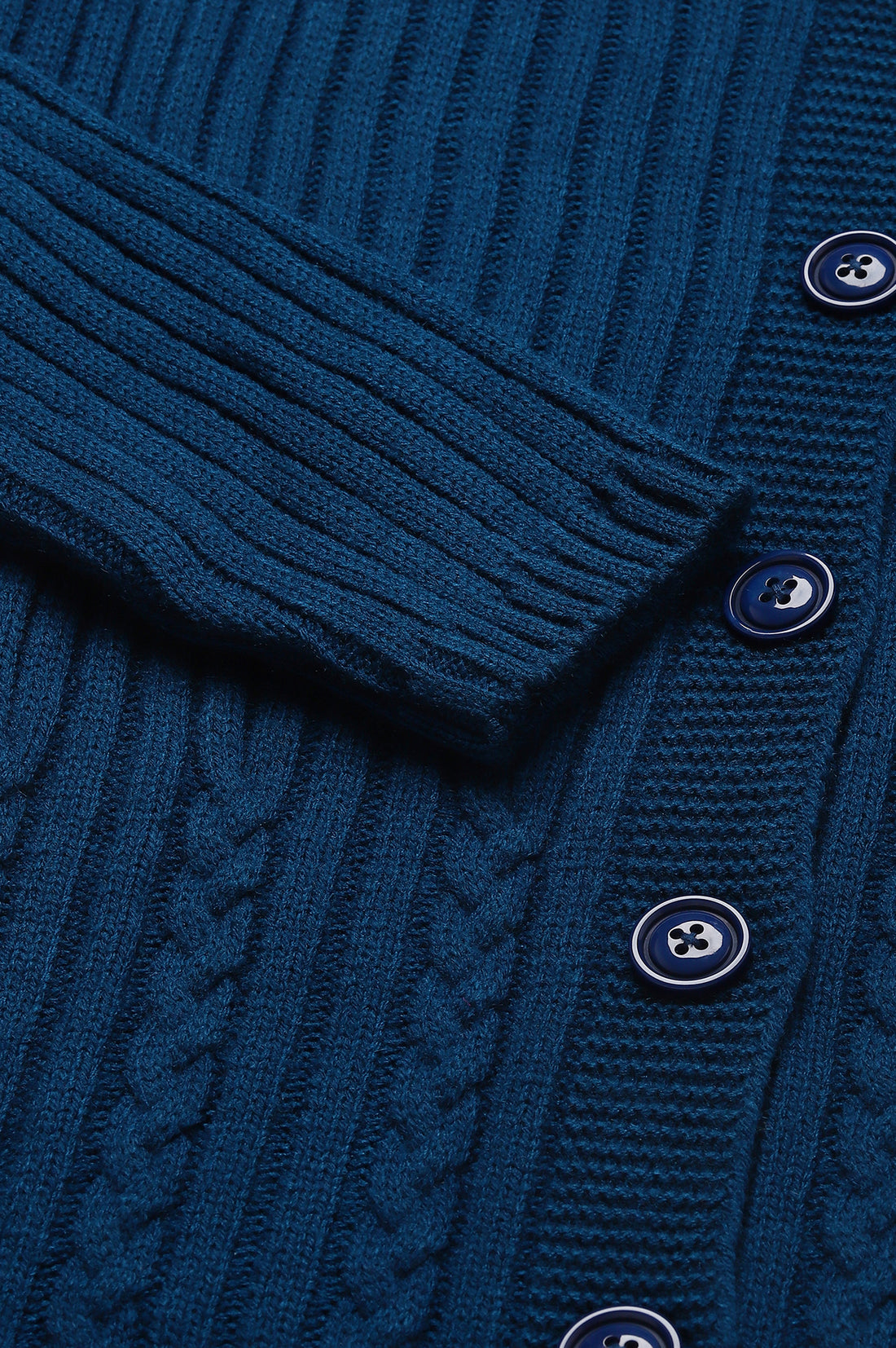Blue Shirt Collar Long Coat