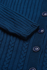 Blue Shirt Collar Long Coat