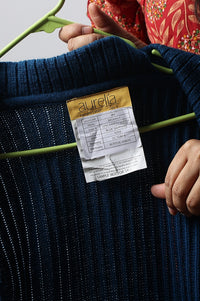 Blue Shirt Collar Long Coat