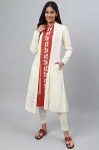 White Shawl Collar Front Open Cardigan