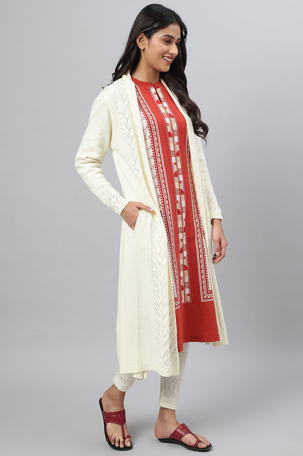 White Shawl Collar Front Open Cardigan