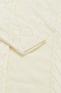 White Shawl Collar Front Open Cardigan