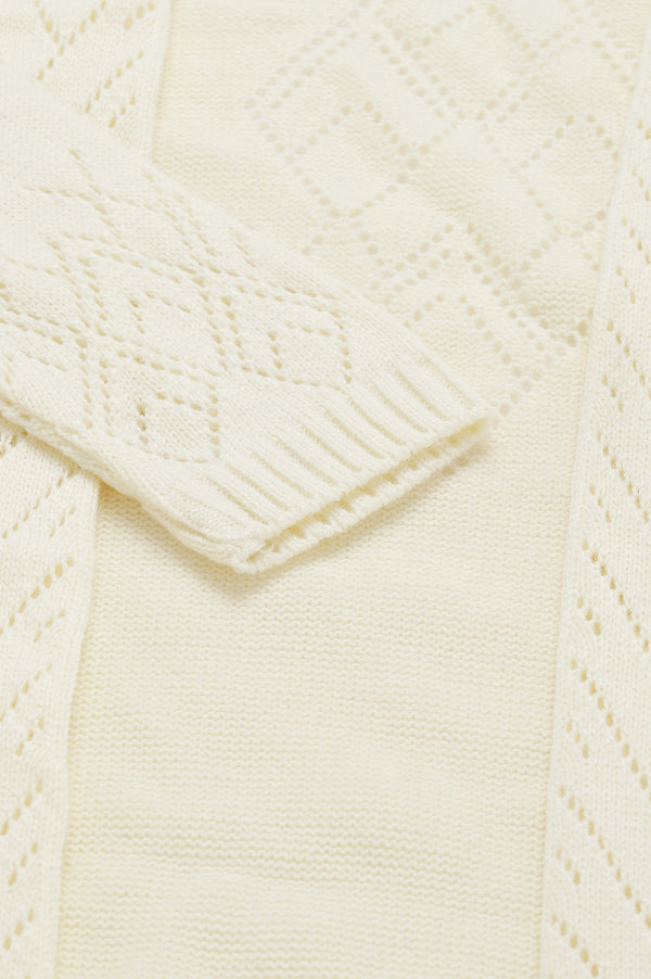 White Shawl Collar Front Open Cardigan