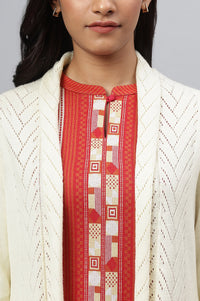 White Shawl Collar Front Open Cardigan