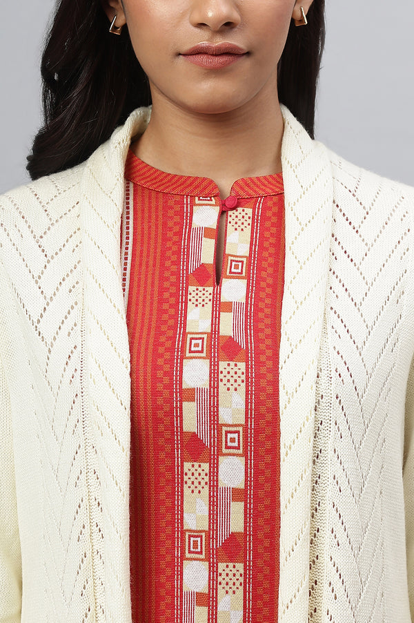White Shawl Collar Front Open Cardigan