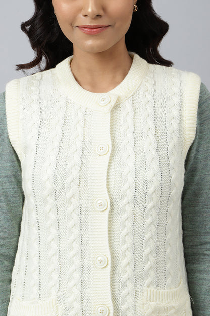 White Sleeveless Women Short Sweater