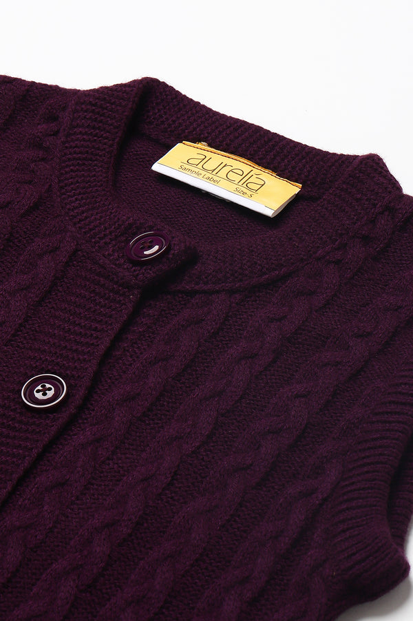 Purple Sleeveless Women Short Sweater