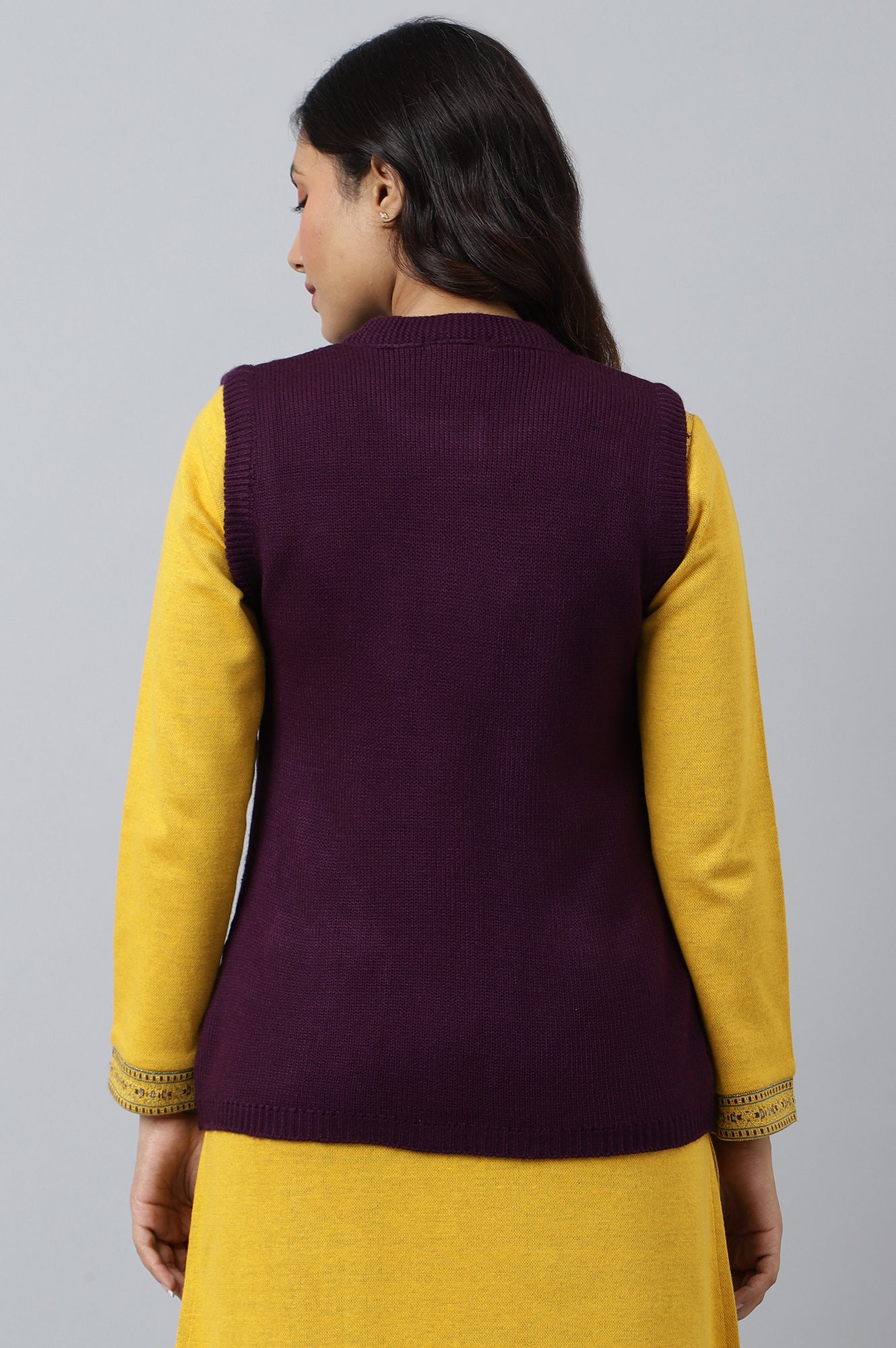 Purple Sleeveless Women Short Sweater