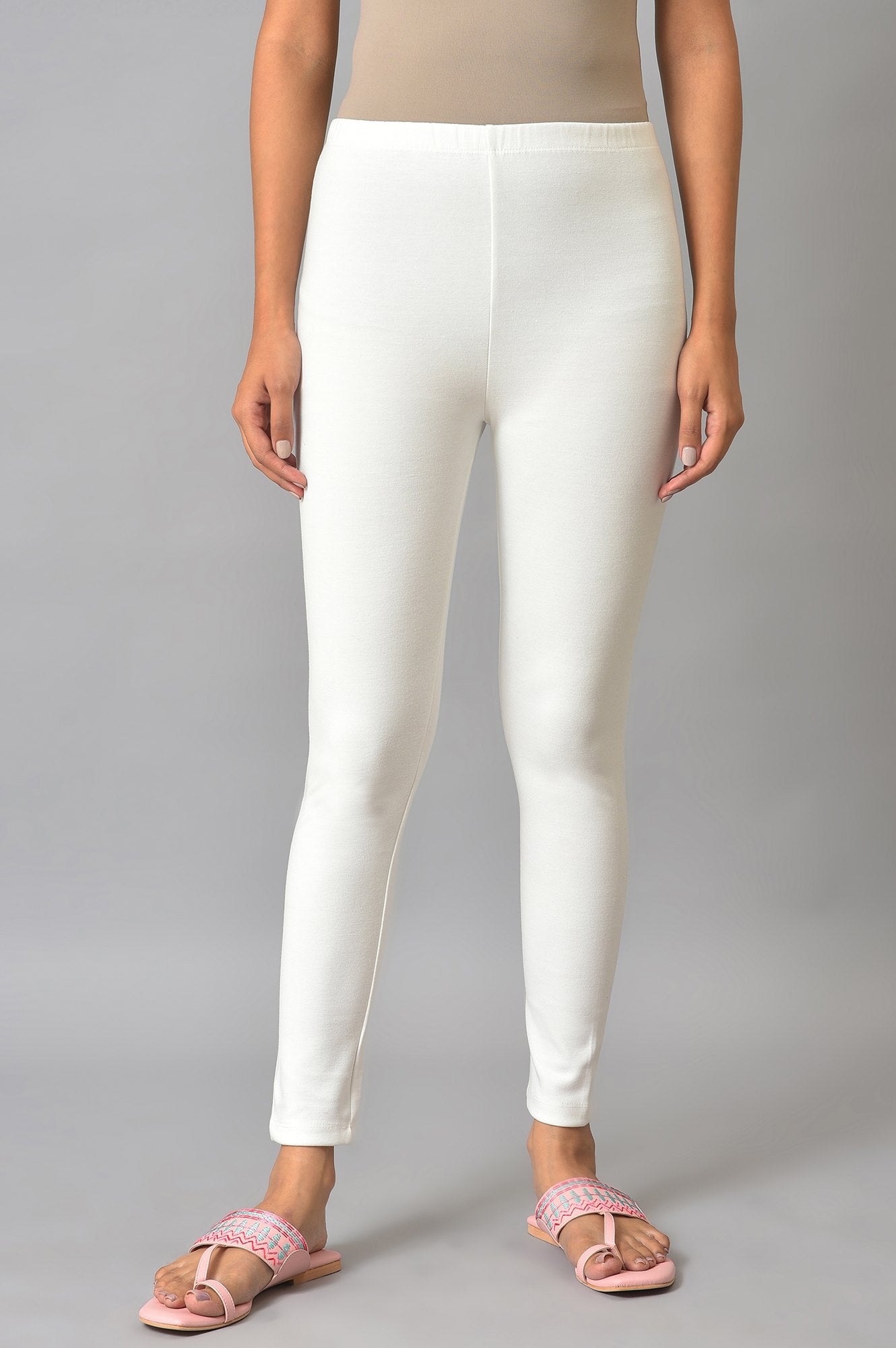 White Stretchable Interlock Women Tights