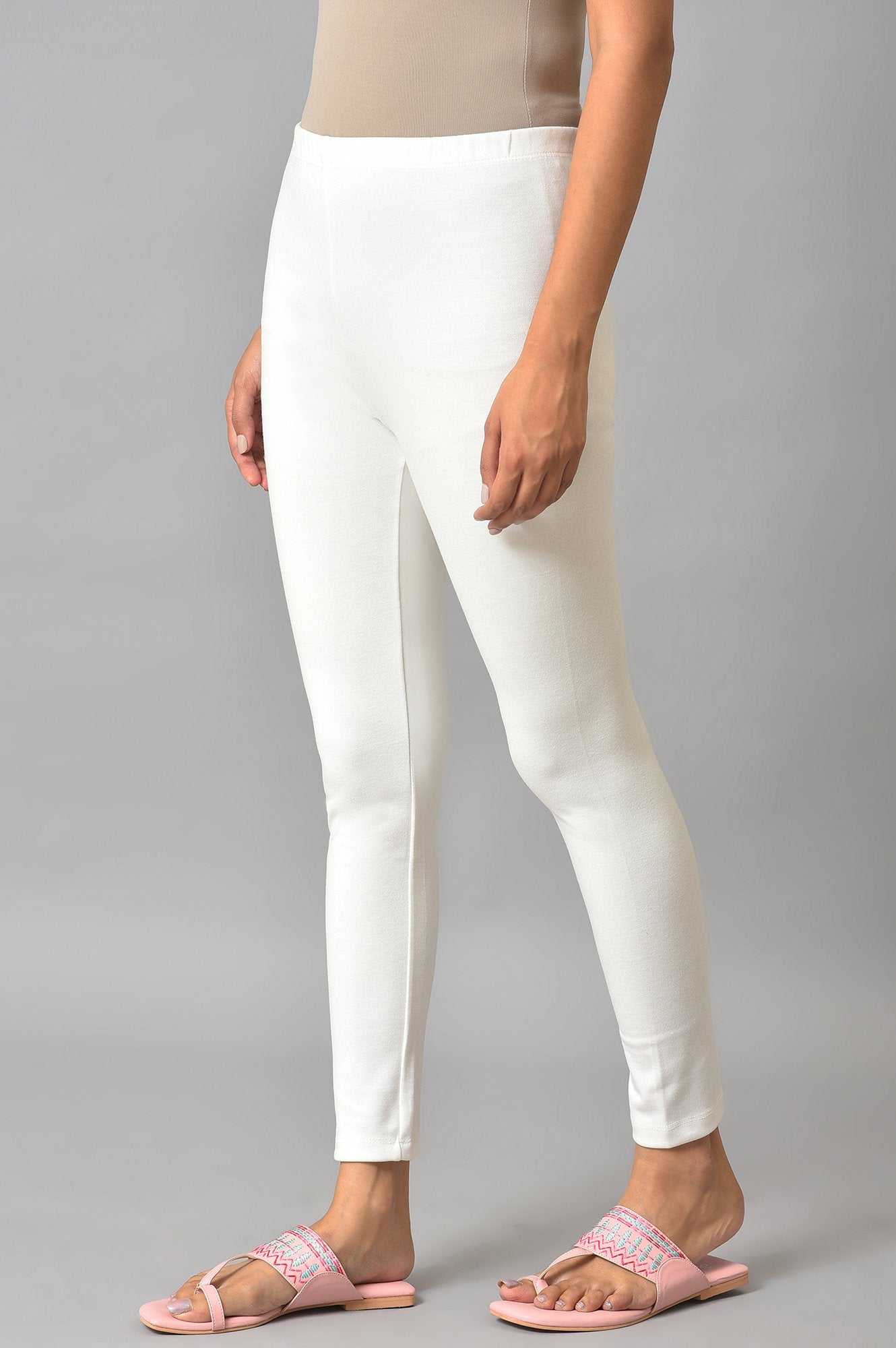 White Stretchable Interlock Women Tights