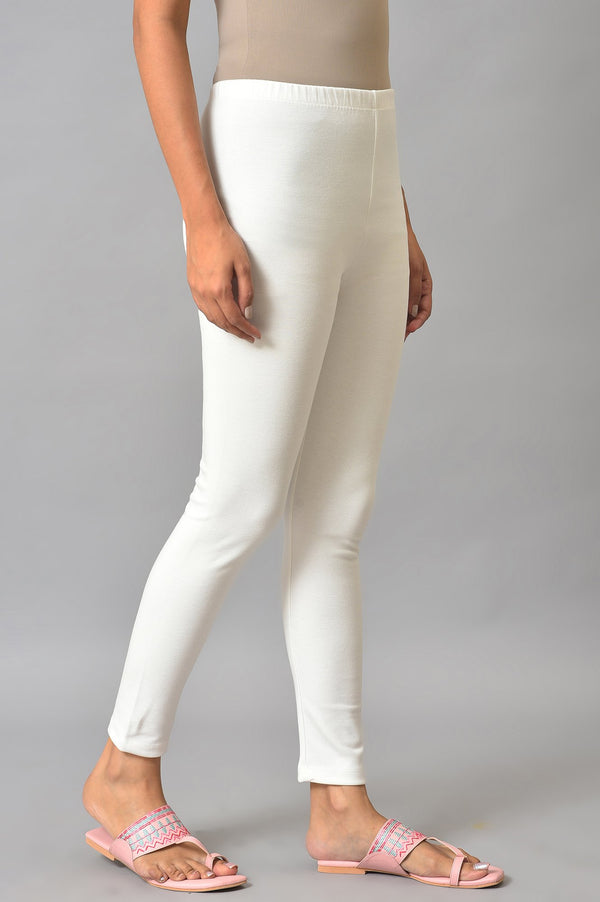 White Stretchable Interlock Women Tights