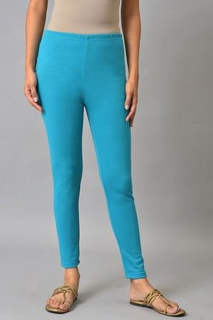 Blue Stretchable Interlock Women Tights