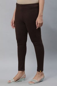 Brown Solid Straight Tight