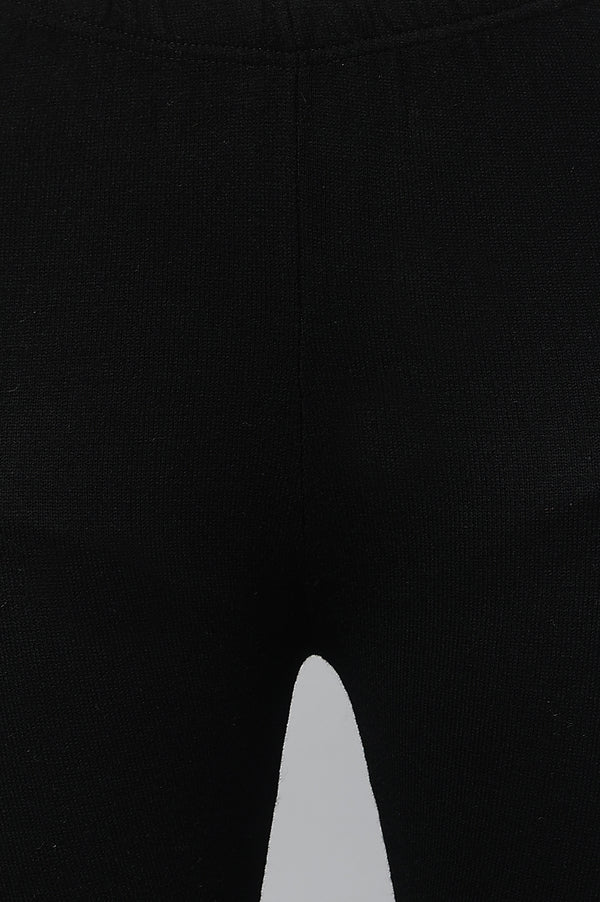Black Textured Acrylic Skinny Fit Tights