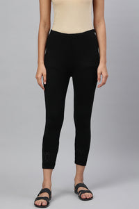 Black Textured Acrylic Skinny Fit Tights