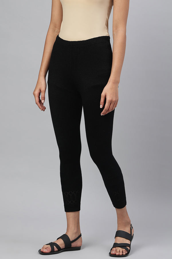 Black Textured Acrylic Skinny Fit Tights